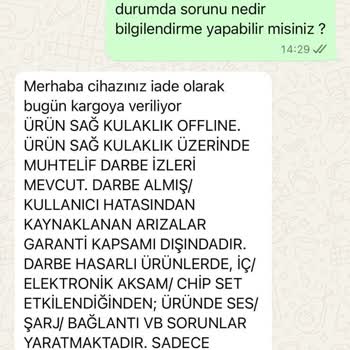 Garantili Kulaklıkta Çözülmeyen Sorun Ve Yetersiz Müşteri Hizmeti