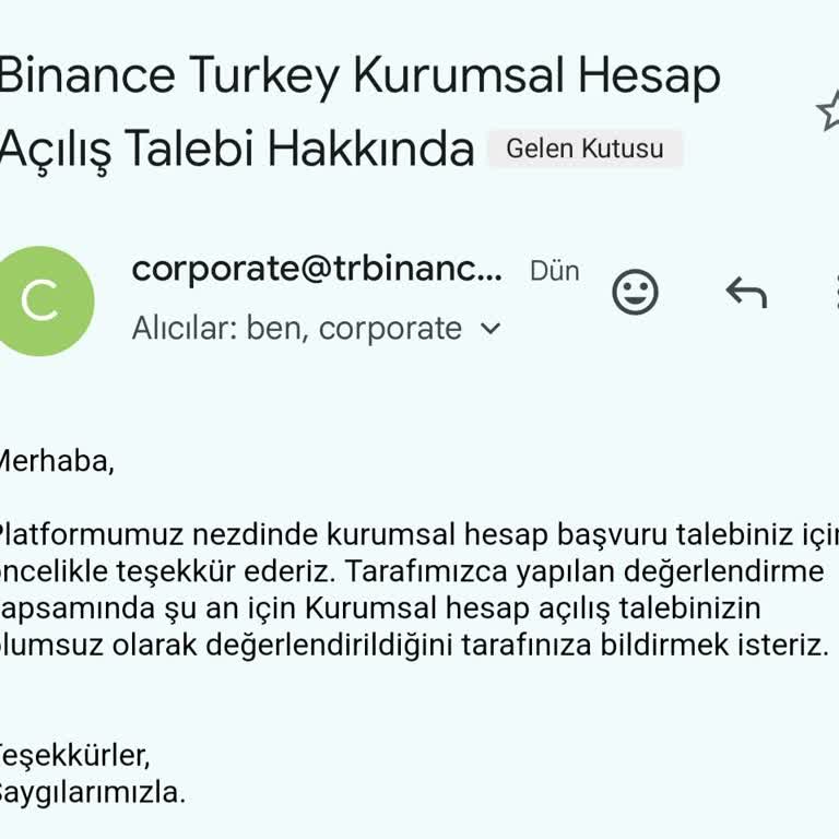 Binance TR Kurumsal Hesap Başvuru Sürecinde Belirsizlik