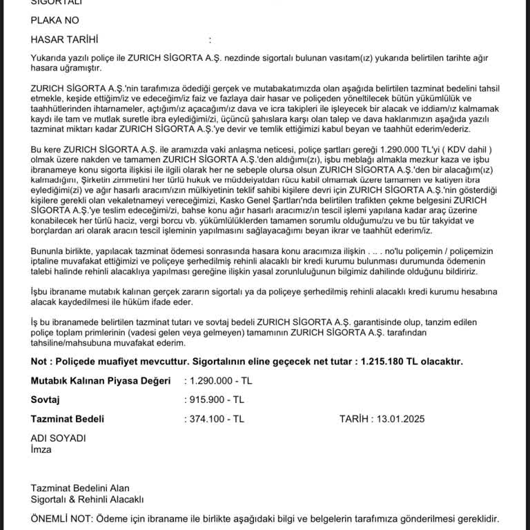 Zurich Sigorta İle Yaşanan Kasko Sorunları Ve Haksız Uygulamalar