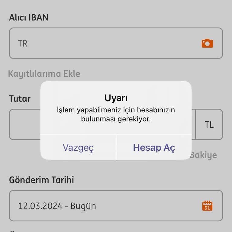 ING Mobil Uygulamada Transfer Sorunu
