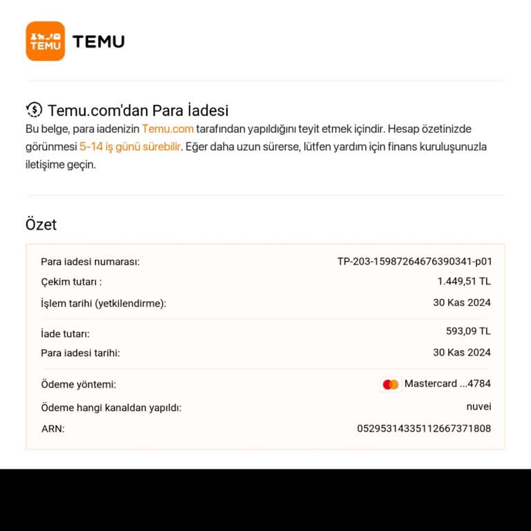 İade Edilmeyen Para Ve İletişim Sorunları