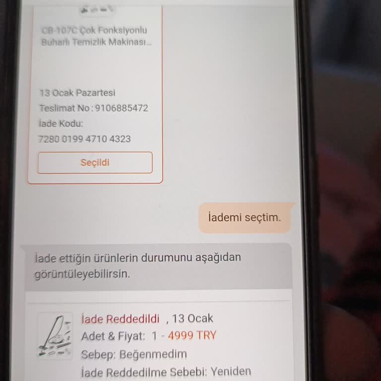 Buharlı Temizleyici İade Sorunu