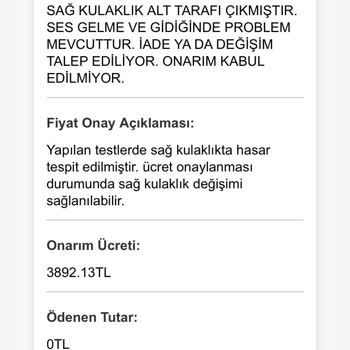 Garanti Kapsamında Olmayan Sorunlar Ve Ücret Talebi