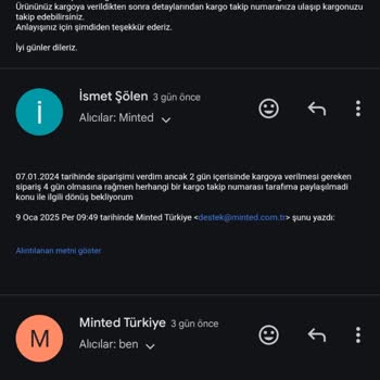 Minted Siparişimde Gecikme Ve İletişim Sorunları