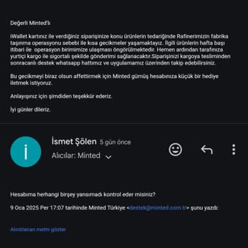 Minted Siparişimde Gecikme Ve İletişim Sorunları