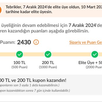 Elite Üyelik Avantajları Eksik: 500₺ Kupon Sorunu