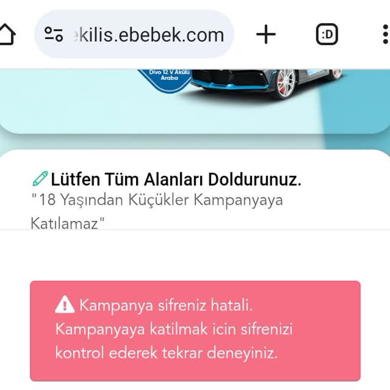 E-Bebek Çekiliş Kodu Sorunu