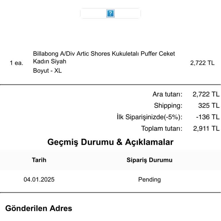 Sahte Site Şüphesi Ve Kargoya Verilmeyen Ürün