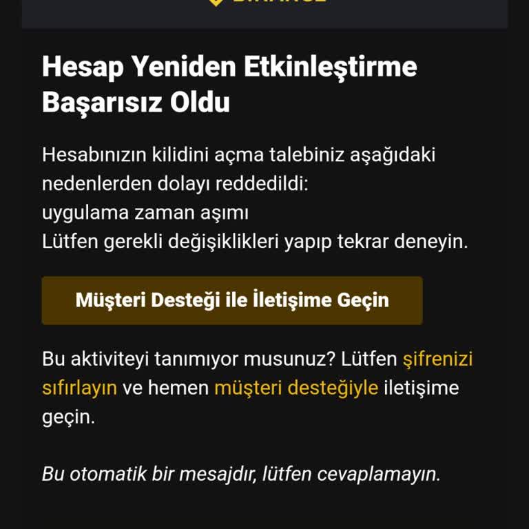 Binance Hesabına Giriş Sorunu Ve Aktivasyon Problemi