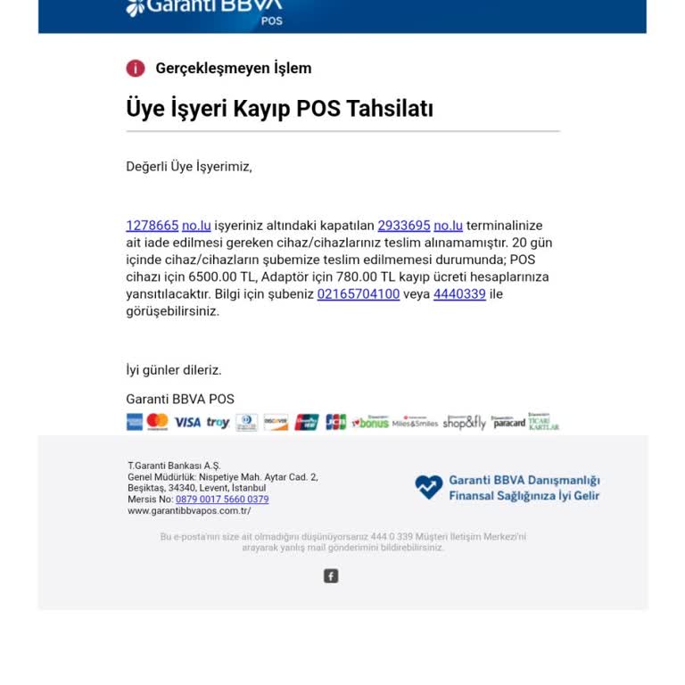 Hatalı POS Cihazı İadesi Ve Haksız Ceza Talebi