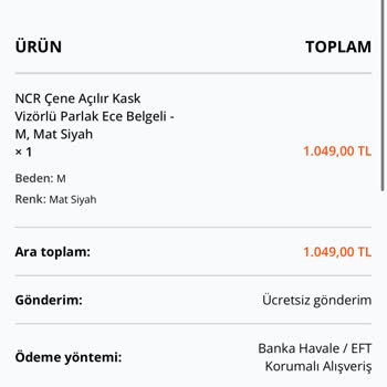 Kask Siparişim Nerede?