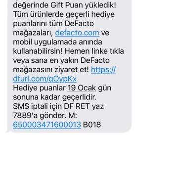 DeFacto Gift Puan Sorunu: Sepet Tutarı Düşmüyor