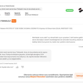 Hepsiburada'dan Aldığım Ekran Kartı Sorunu Ve Müşteri Hizmetleri Hayal Kırıklığı