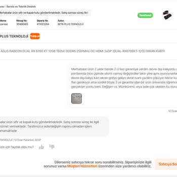 Hepsiburada'dan Aldığım Ekran Kartı Sorunu Ve Müşteri Hizmetleri Hayal Kırıklığı