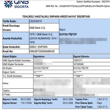 Kredi Kullanımında Kesilen Hayat Sigortası Primi İadesi Talebi