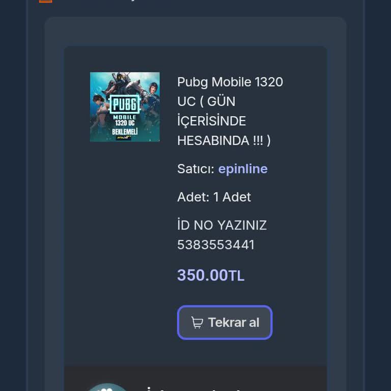 İnternetten Alınan PUBG Mobil UC Siparişi Teslim Edilmedi
