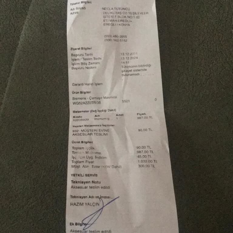 Siemens Çamaşır Makinesi Sorunu Ve Yetersiz Servis