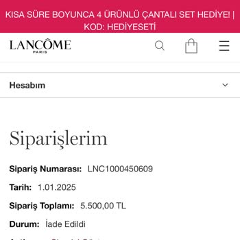 Lancome Siparişinde Teslimat Ve İletişim Sorunları