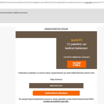 Yanıltıcı PTT Kargo E-postası İle Bilgilerimin Kullanılması