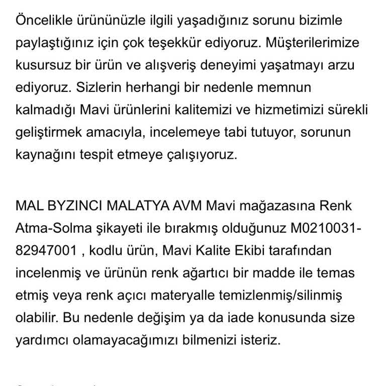Mavi Kot Ceket Renk Solması Ve Destek Eksikliği