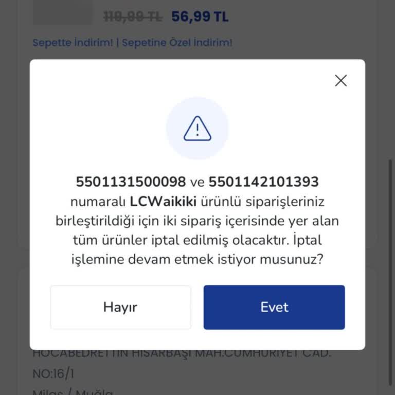 LCW Uygulamasında Sipariş İptali Karmaşası
