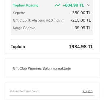 DeFacto Gift Puanları Sepette Görünmüyor