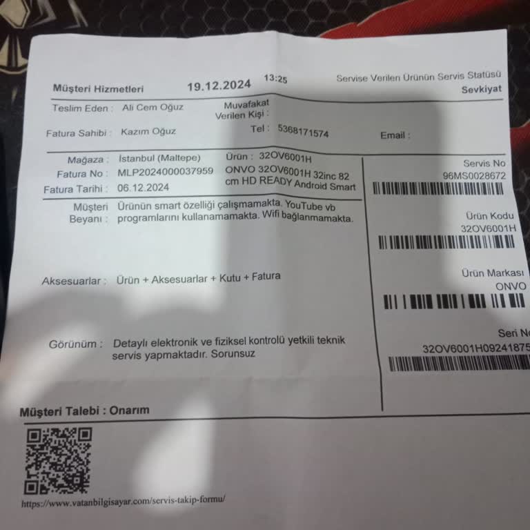 Onvo TV İnternet Bağlantısı Ve Servis Sorunları