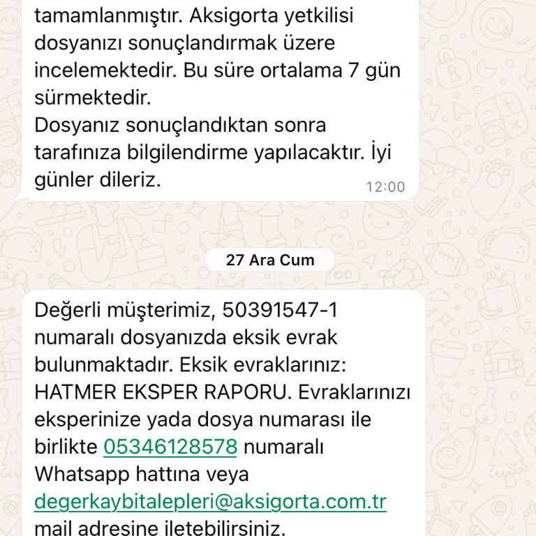 Aksigorta'da Değer Kaybı Süreci Tıkanıklığı
