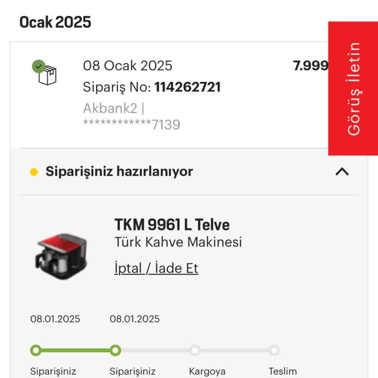 Arçelik Telve Makinesi Siparişi Teslim Edilmiyor
