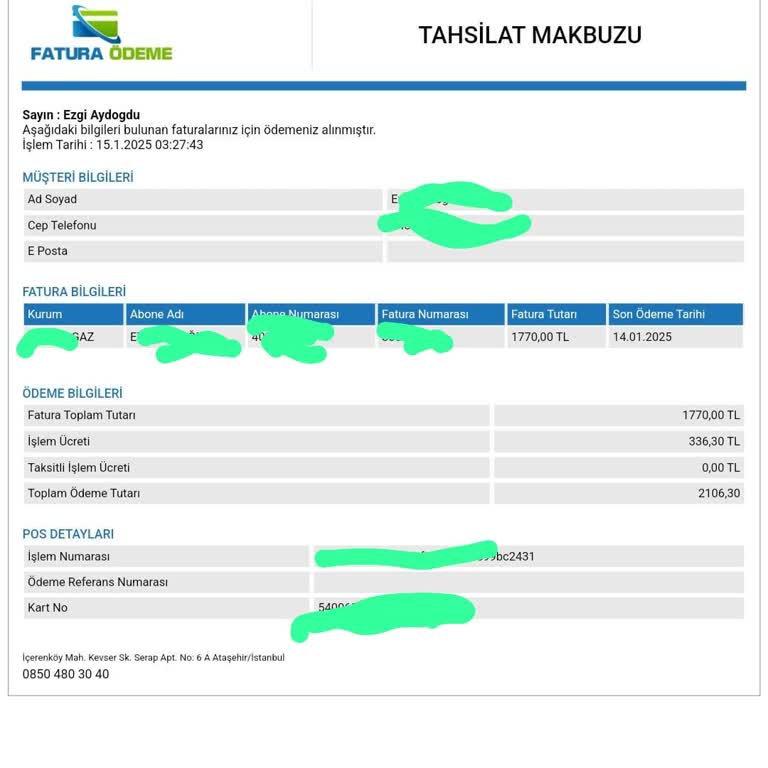 Fazla Alınan Doğalgaz Faturası Ücreti