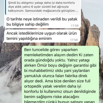 Gündoğdu Mobilya'dan Aldığım Yatak Bel Ağrısı Yapıyor Ve Müşteri Hizmetleri Cevap Vermiyor