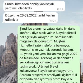 Gündoğdu Mobilya'dan Aldığım Yatak Bel Ağrısı Yapıyor Ve Müşteri Hizmetleri Cevap Vermiyor