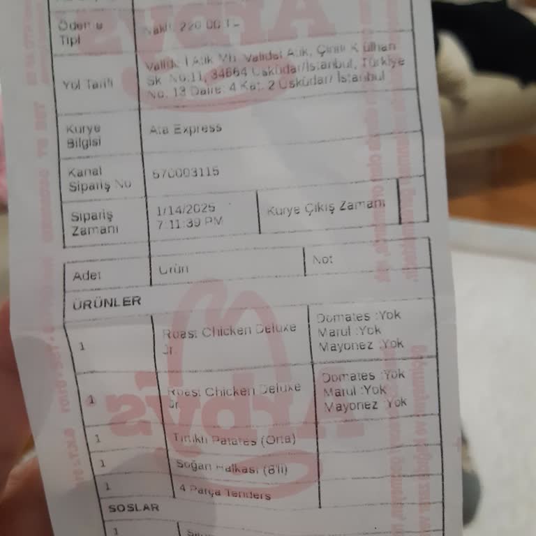 Yanlış Sipariş Ve İlgisiz Müşteri Hizmetleri