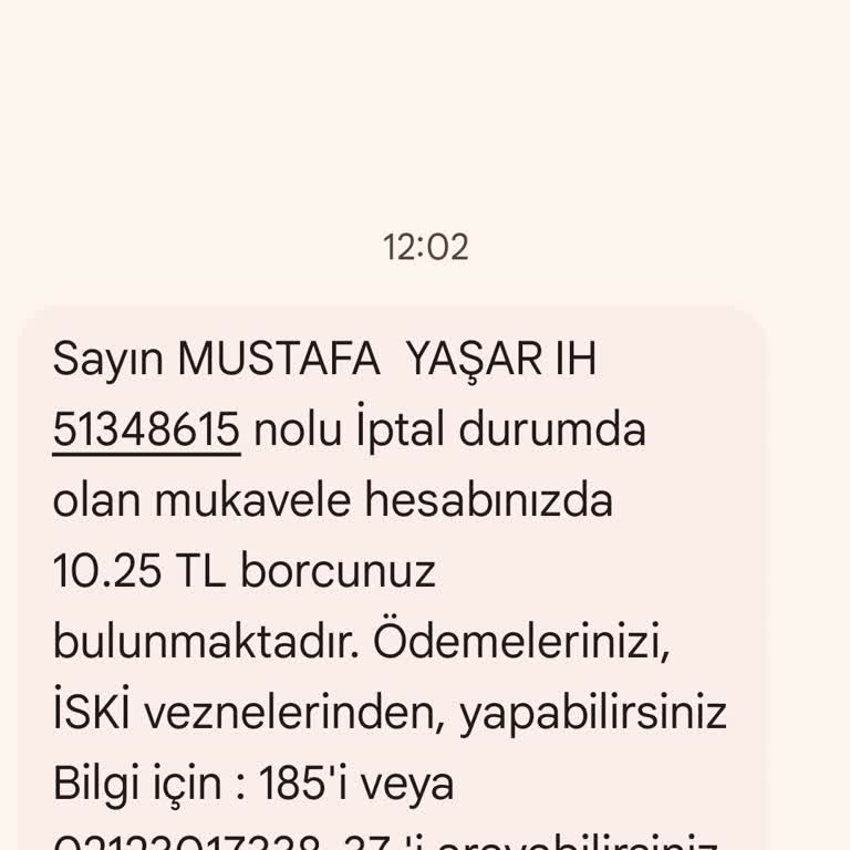 İptal Edilen Mukavele Üzerine Beklenmedik Borç Bildirimi