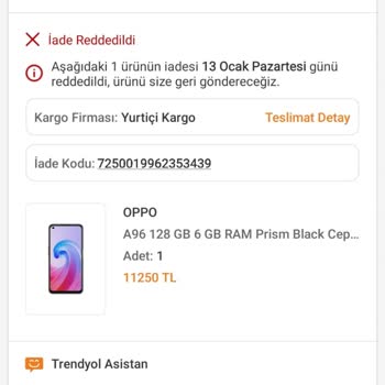Trendyol'dan Aldığımız Bozuk Telefon İadesi Reddedildi