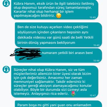 Eksik Sipariş Ve Yetersiz Müşteri Hizmeti