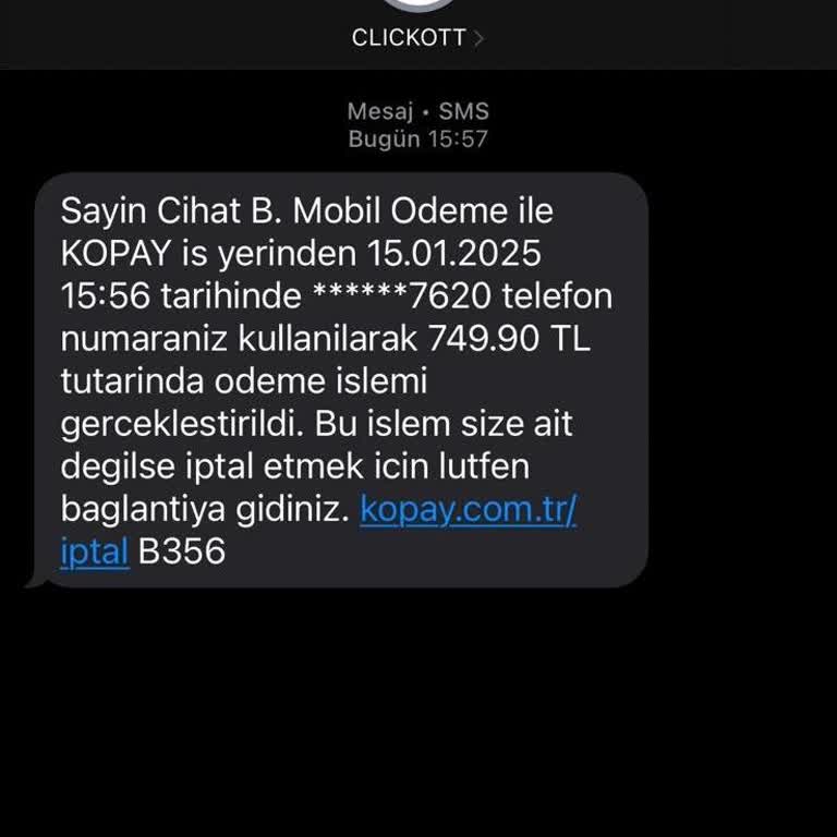Bilinmeyen Mobil Ödeme İşlemiyle Karşılaştım