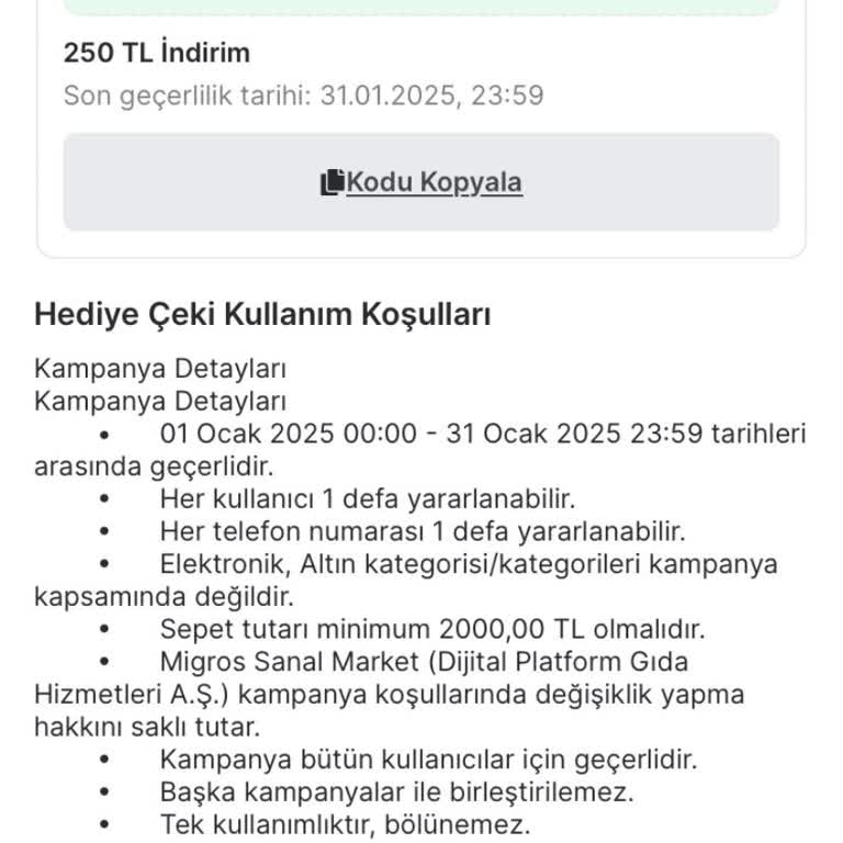 Migros Kampanyasında İndirim Sorunu