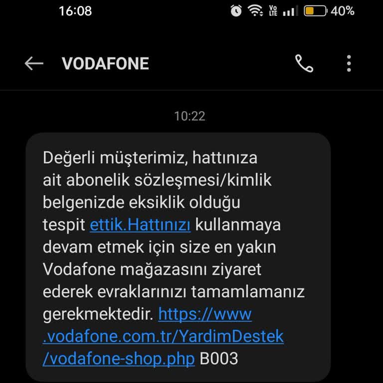 Vodafone Evrak Eksikliği Mağduriyeti