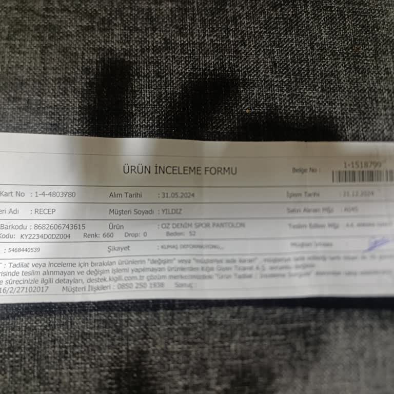 Alınan Pantolonlarda Kalite Problemleri