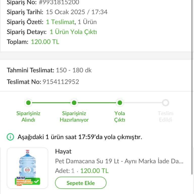 Sürekli Geciken Damacana Su Siparişleri