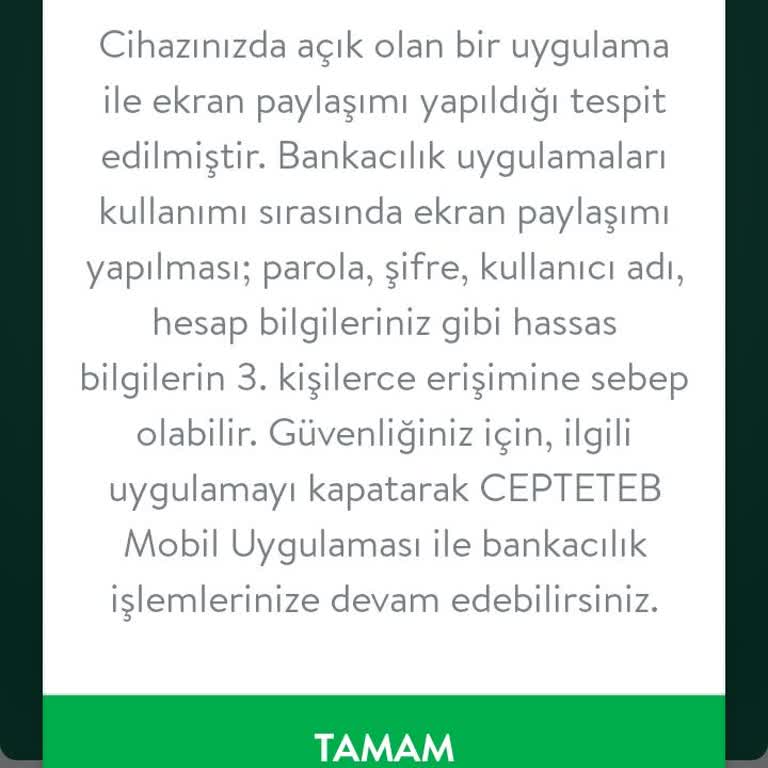 CepteTeb Uygulaması Ekran Paylaşımı Sorunu