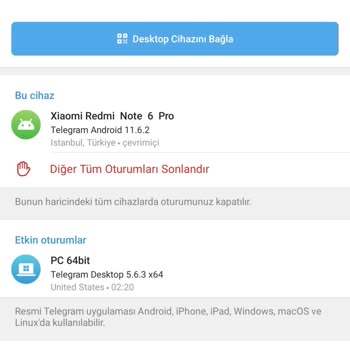 Telegram Hesabımda Tanımadığım Cihaz Sorunu
