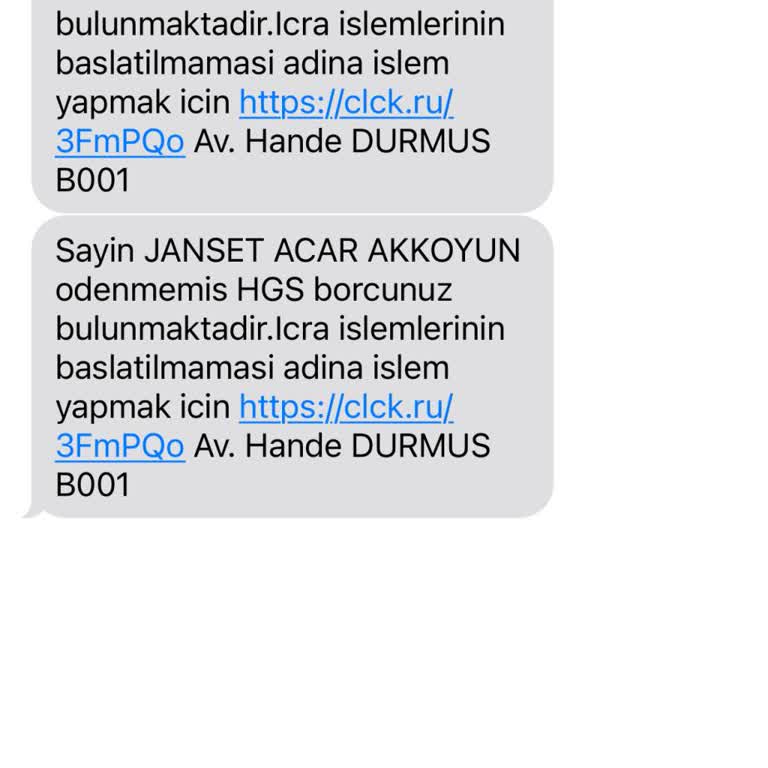 Yanlış HGS Borcu Bildirimi