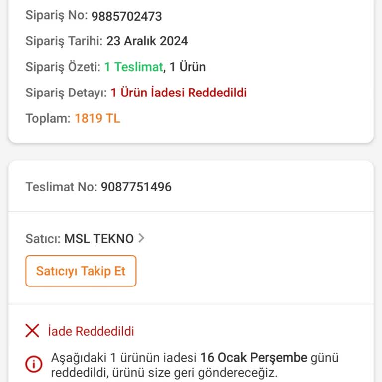 Trendyol'da İlk Kez Reddedilen İade Ve Satıcı Yanlılığı