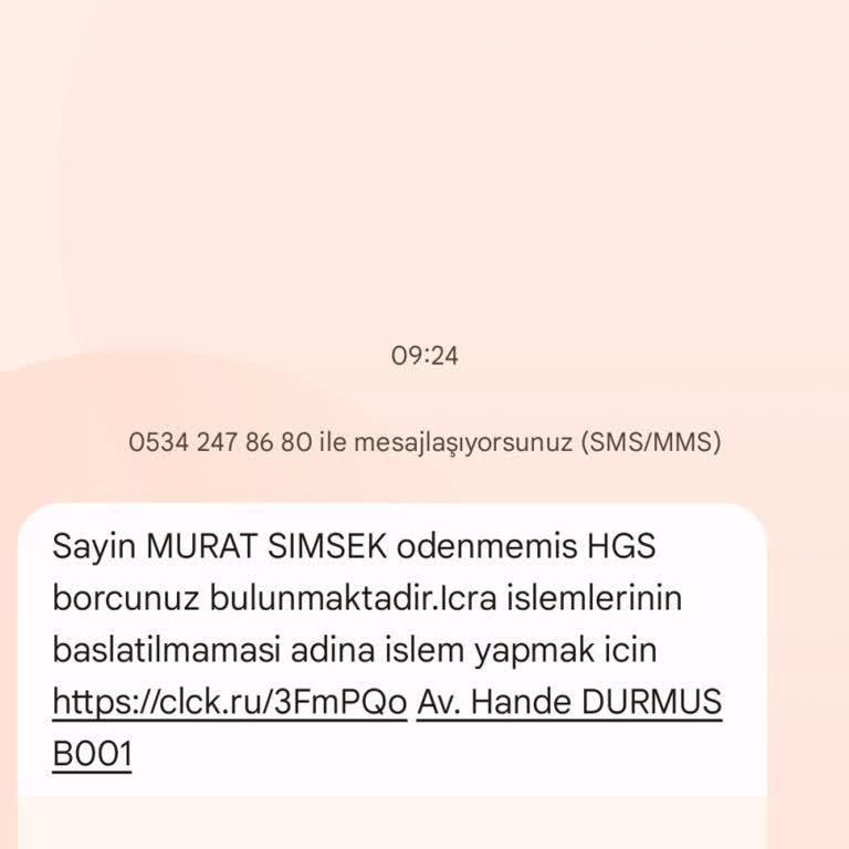 Yanlışlıkla Tıklanan Link Ve HGS Borcu Mesajı