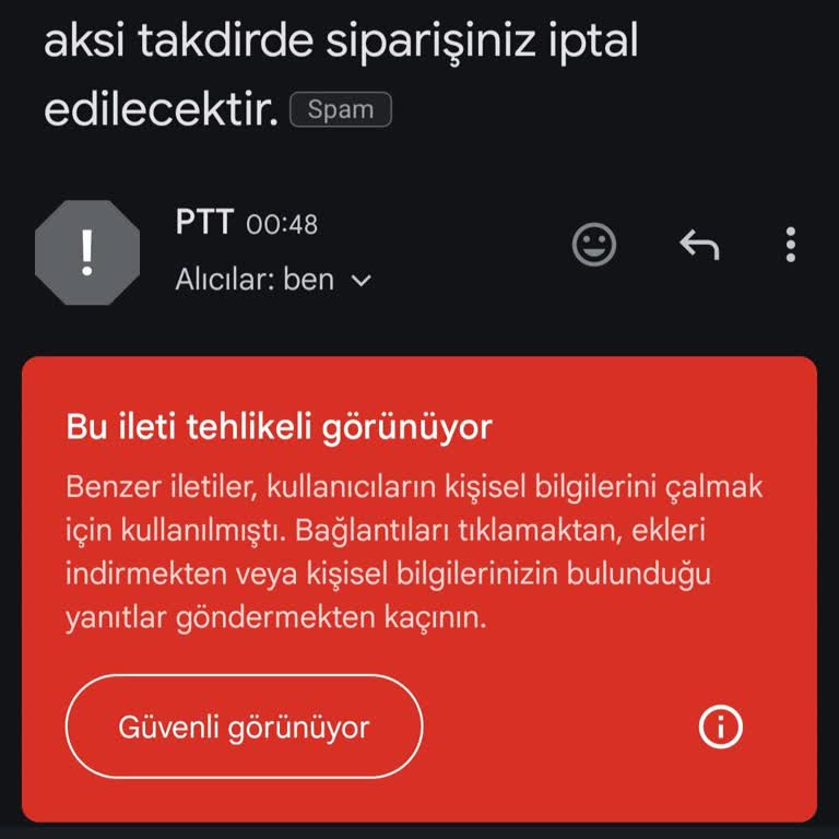 PTT Kargo Adına Gönderilen Sahte E-Postalar Hakkında Şikayet