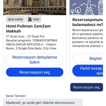 İptal Edilen Rezervasyonun İadesi Hala Yapılmadı