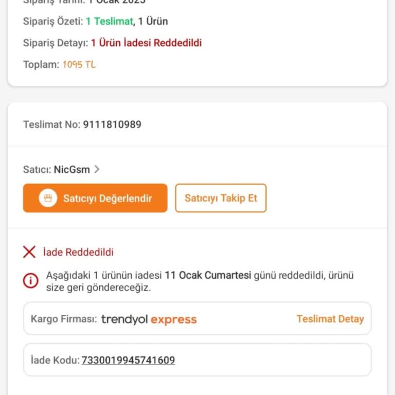 Trendyol'dan Alınan Ütüde Sorun Ve İade Reddedildi