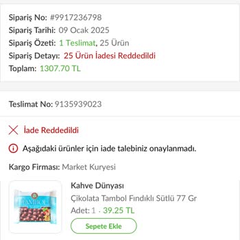 Teslim Edilmeyen Sipariş Ve İade Sorunu